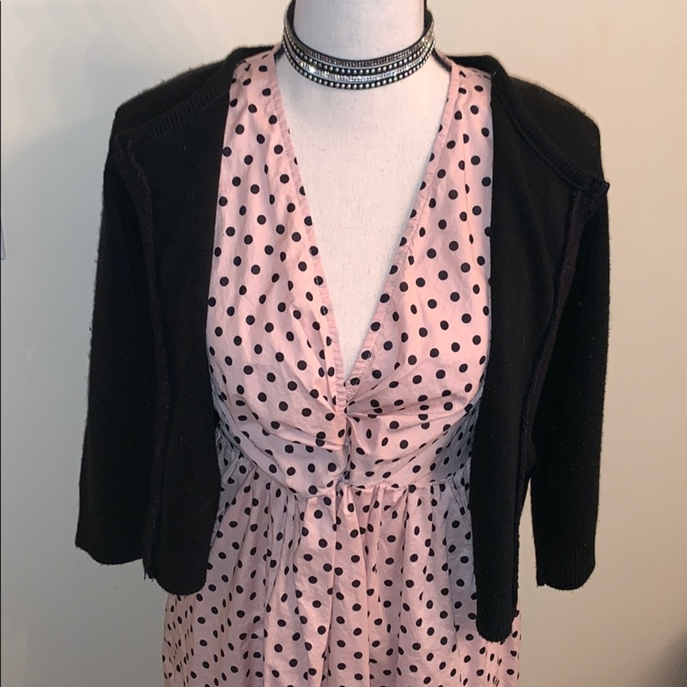 NWOT Pink & Black V Neck Fit & Flare Tunic